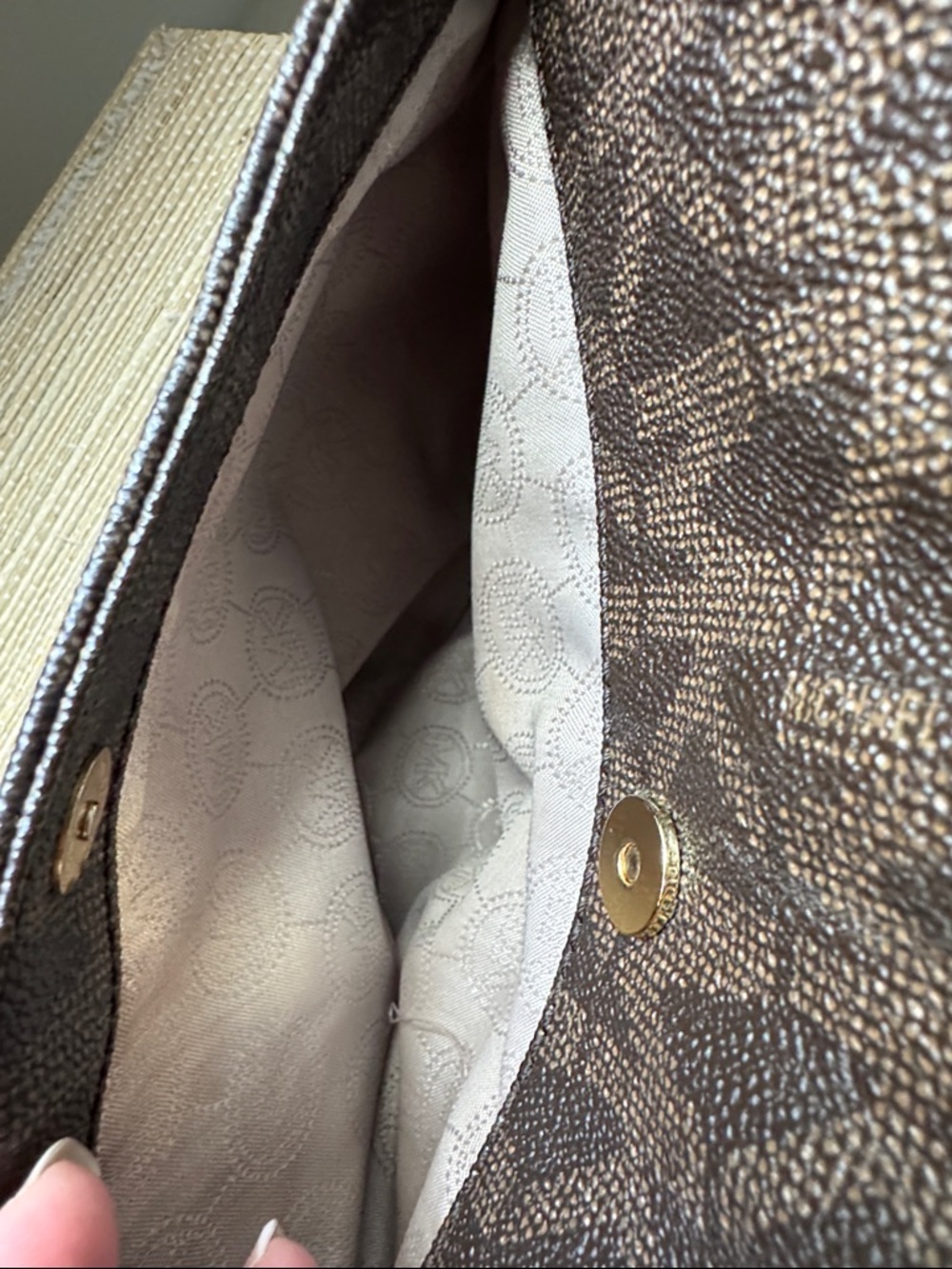 Michael Kors Jet Set Brown MK Signature Coated Canvas Crossbody Messenger Bag - Picture 7 of 11